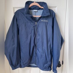 Navy Columbia Windbreaker with hidden hood option